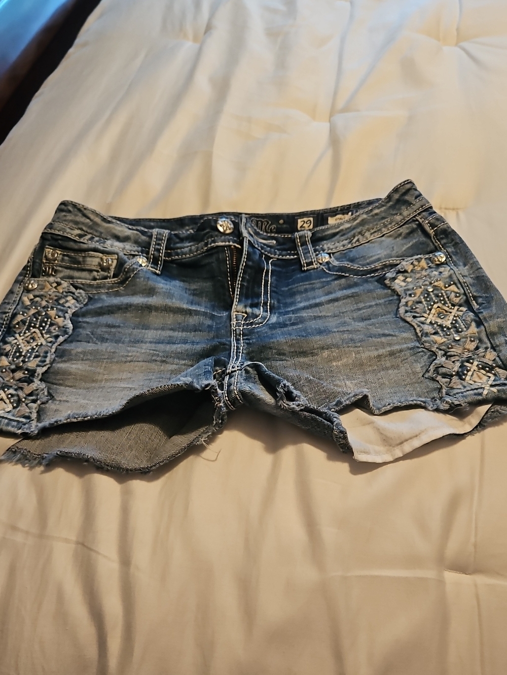 Miss Me Blue Embellished Denim Jean Shorts